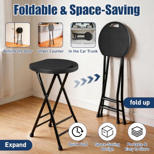 24-Inch Folding Bar Stool, Portable Heavy Duty Collapsible Seat, 500 lbs
