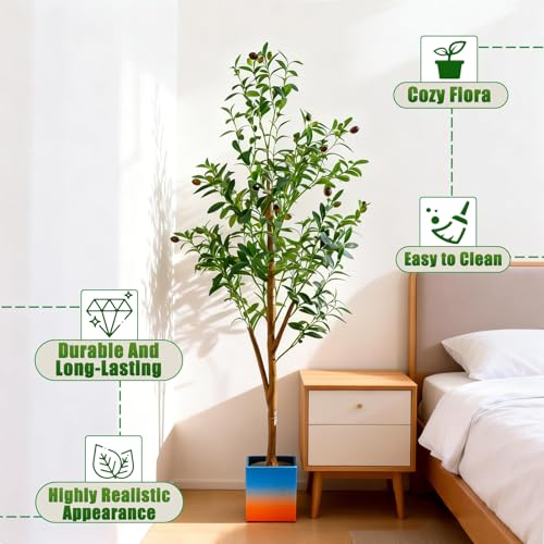4FT Artificial Olive Tree with Pot - Lifelike Faux Olive Tree for Home Decor