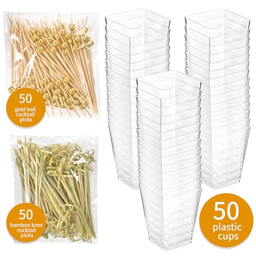 Zezzxu 150 Pcs 5 oz Plastic Charcuterie Cups with Sticks Set for Parties, Serves 50