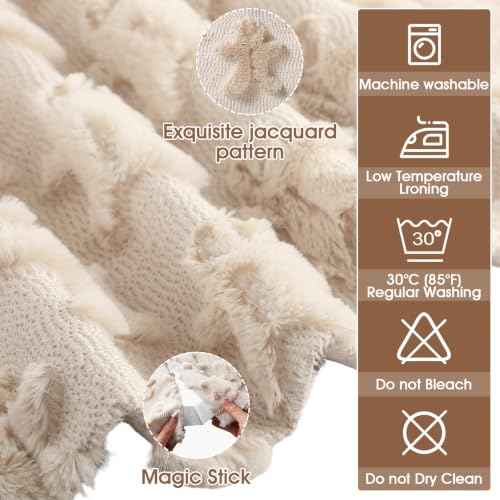 Civaner 36in Beige Gingerbread Man Christmas Tree Skirt Faux Fur Holiday Decor