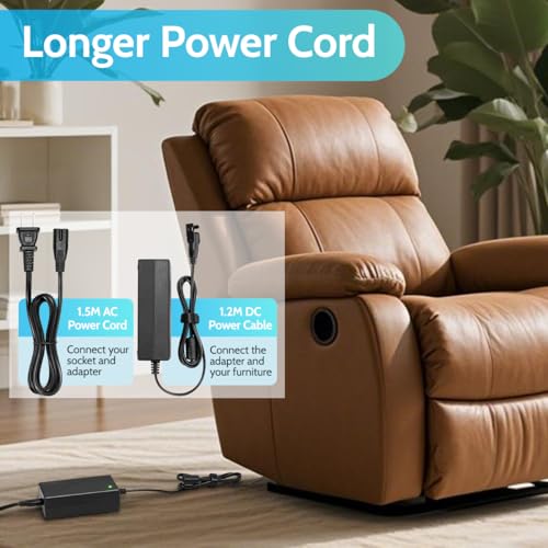 29V 2A Recliner Power Supply Adapter, 2-Pin Electric Sofa Lift Chair Charger