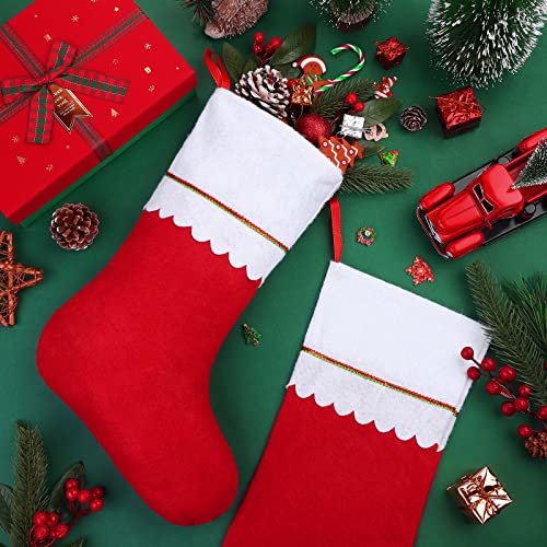 Christmas Stockings 18 Inch Red Felt Holiday Stockings Set of 16 - Fireplace Hanging Decorations
