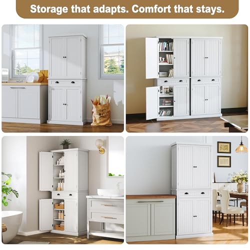 72-Inch Tall Kitchen Pantry Storage Cabinet with Drawer and Adjustable Shelves