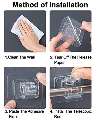 Self-Adhesive Curtain Rod Brackets - No Drilling 16 Pack for 2cm Rods