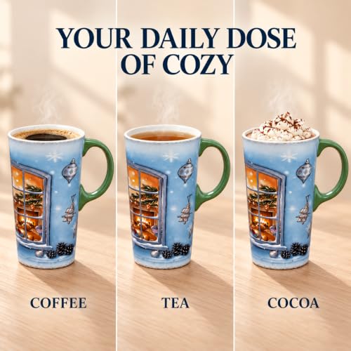 Topadorn 17oz Christmas Travel Mug with Lid - Winter Window Design (Gift Box)