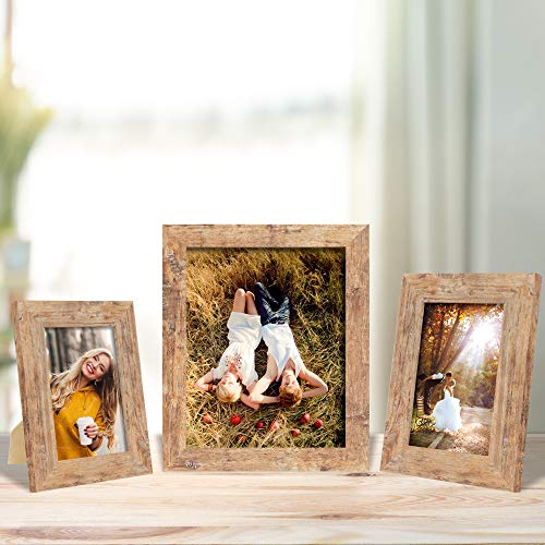 8x10 Rustic Brown Picture Frame Set of 4 - Real Glass Photo Frames