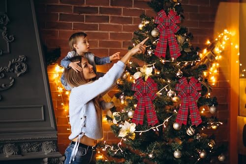 Threetols Red Buffalo Plaid Christmas Wreath Bow, Large Burlap Door Topper for Front Door