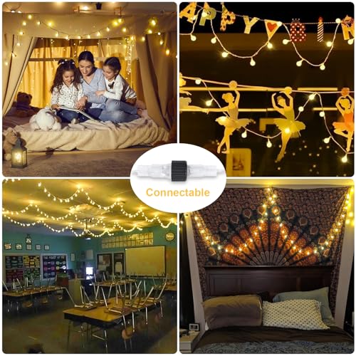 JMEXSUSS 100 LED Globe String Lights 33ft Warm White Plug In Fairy Lights with Remote