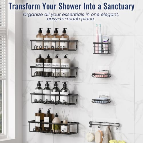 8-Pack Adhesive Shower Caddy Organizer Rustproof Stainless Steel