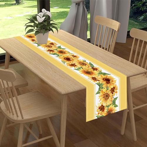Drapeloft 13x72 Sunflower Table Runner Rustic Farmhouse Summer Boho Floral Watercolor