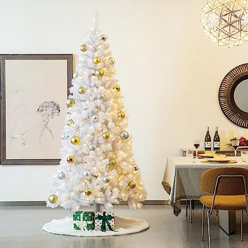 48-Inch Faux Rabbit Fur Christmas Tree Skirt - Elegant Holiday Decor, White