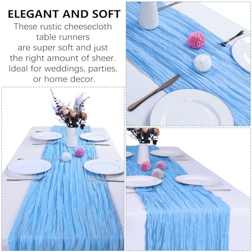 Baby Blue Cheesecloth Table Runner 6 Pack 10ft - Elegant Party Decor