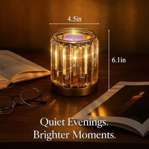 Electric Wax Melt Warmer with Golden Crystal Design, Fragrance Lamp