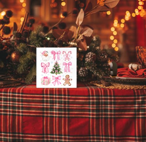 Pink Bow Christmas Tree Wooden Desk Sign - Couquette2 Holiday Decor
