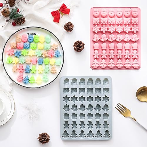 Christmas Mini Chocolate & Candy Molds 2Pcs Santa, Tree, Snowflakes, Gingerbread