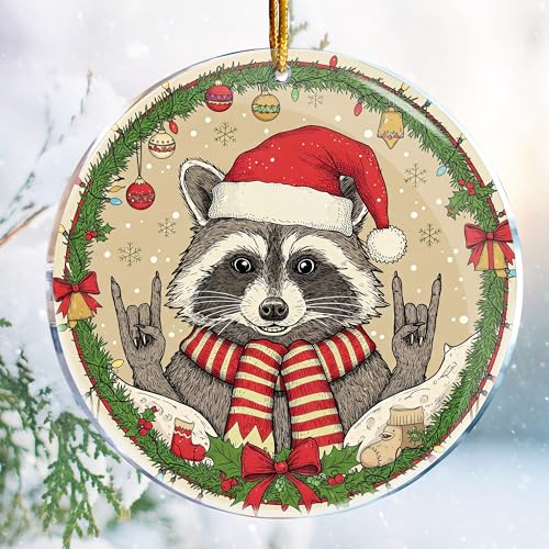 ROCI Racoon Rock 3 Acrylic Animal Wildlife Hanging Christmas Ornament