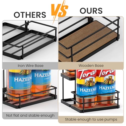 2-Tier Coffee Syrup Rack Organizer, 4-Bottle Countertop Storage Stand