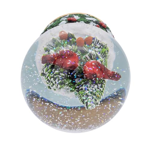Kurt Adler 100mm Musical Wind-Up Christmas Tree Water Globe with Cardinals