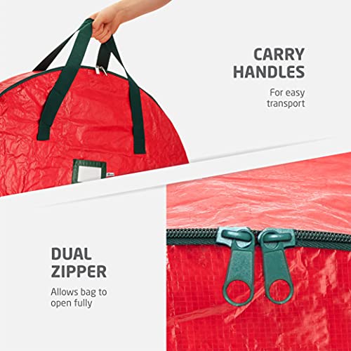 30-Inch Christmas Wreath Storage Bag Dual Zippered Container Red