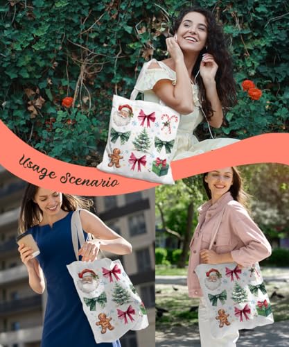 SZERE Christmas Canvas Tote Bags for Women, Reusable Shopping Bags – Gift Variation