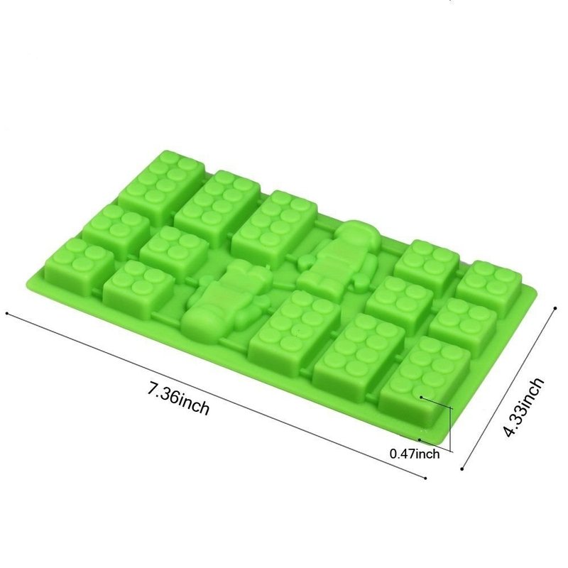 Minifigure Multi Building Bricks Ice Cube Trays & Candy Chocolate Molds for Melted Chocolate & Crayons - Birthday Day or Party Favors - Set of 2, Much Fun for Robot Lovers(Blue & Yellow)