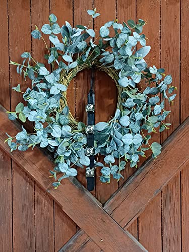 Hanging Jingle Sleigh Bells on 14-Inch Leather Strap for Door Knob