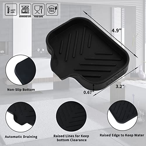 MicoYang Silicone Soap Dish with Drain Spout - Self-Draining Sink Organizer Tray