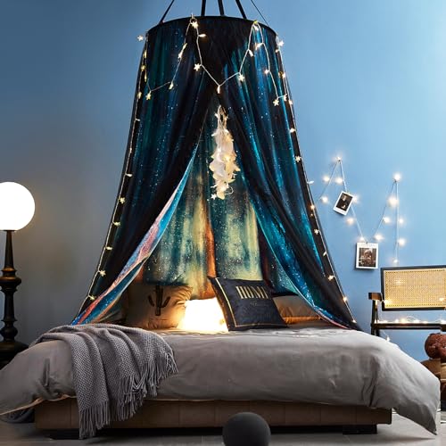 Aurora Printed Bed Canopy - Round Dome Princess Mosquito Net Curtain