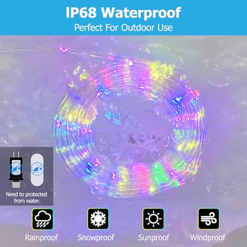 50ft LED Rope Lights, Waterproof Color Changing RGB String Lights for Outdoor
