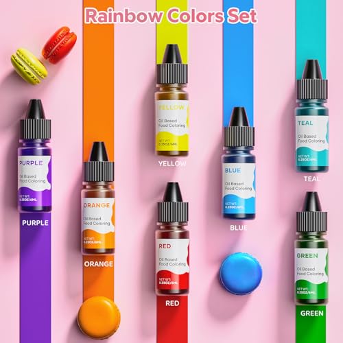Oil-Based Food Coloring Set for Chocolate & Baking - 7 Colors Edible Dye