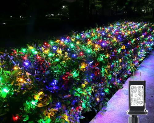 iBaycon 4FT x 6FT Multicolor Outdoor Christmas Net Lights Mesh with 8 Modes & Timer