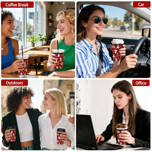 Angel Christmas Reusable Neoprene Coffee Sleeve Set - 3 Pack, Fits 16-32oz Cups - Angel1 Variation