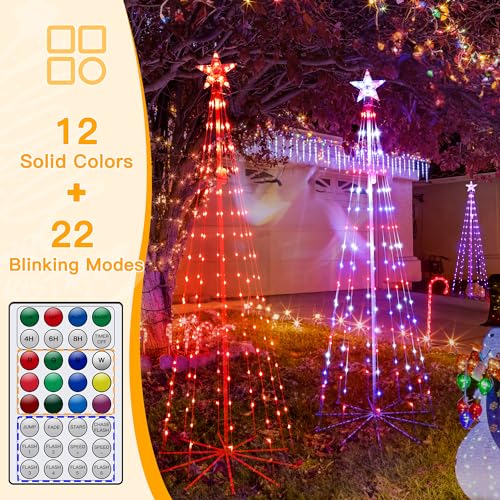 Ollny Multicolor 6FT LED Christmas Tree Lights 34 Modes Waterproof Outdoor String with Remote