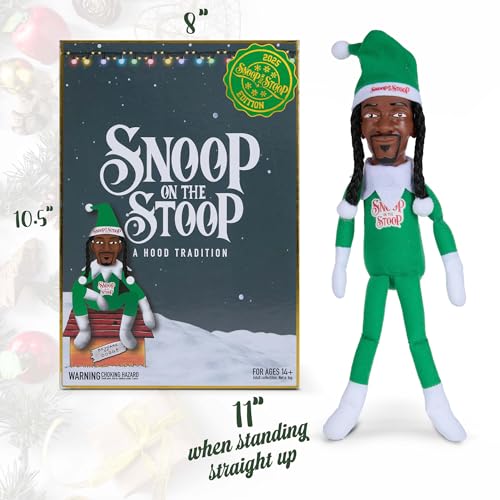 Snoop on the Stoop 12-Inch Christmas Elf Plush Figurine - Holiday Decor