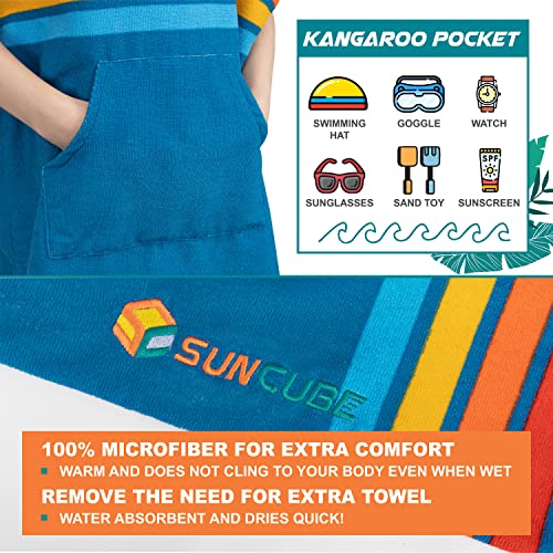 SUN CUBE Kids & Teens Microfiber Hooded Surf Poncho Changing Robe