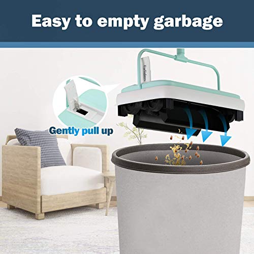 Eyliden Mini Carpet Sweeper, Non-Electric Hand Push Rug Cleaner, Mint