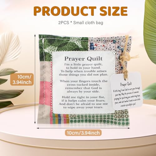 Handmade Pocket Prayer Quilt Set with Wooden Cross - 2 Pack Comfort Blanket