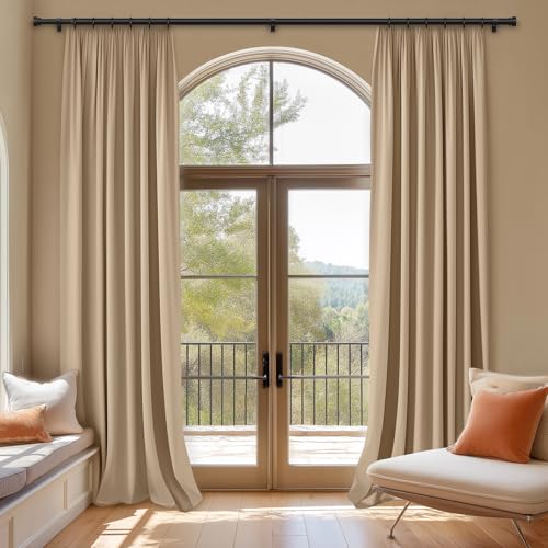 Black Heavy-Duty Adjustable Curtain Rod with Finials, 1-Inch (66"-120")