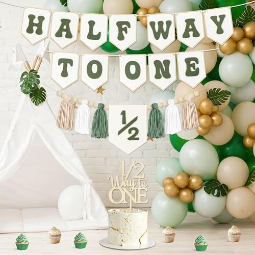1/2 Birthday Boy Decorations Kit - Half Way to One Banner & High Chair Decor