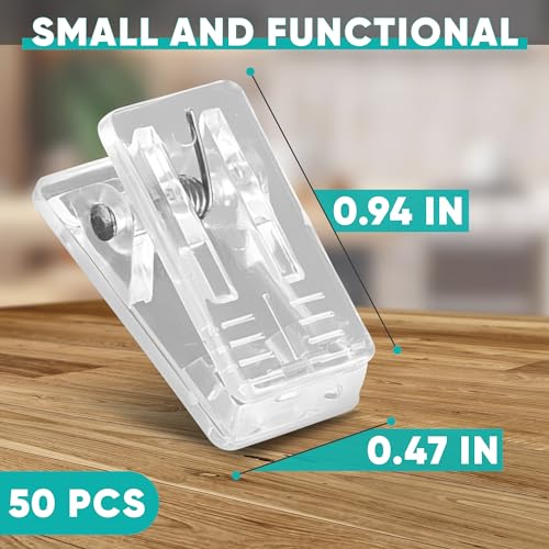 50 Pcs Mini Clear Clips for Photos, Lightweight Spring Clamps for Crafts