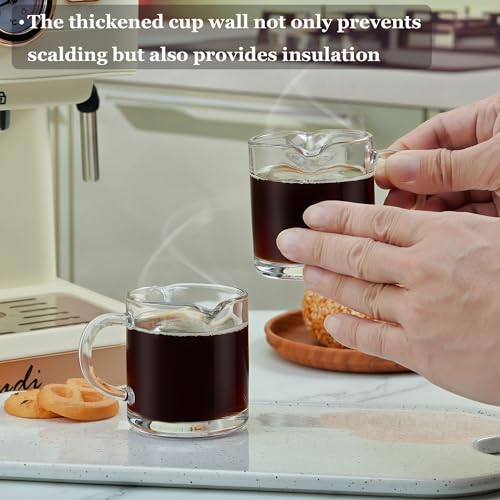 Ackers Set of 2 Clear Espresso Cups with Double Spouts - 4oz Milk & Coffee Glasses