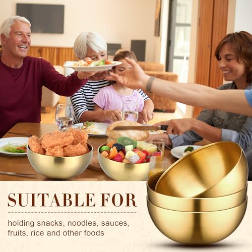 Nuogo 10 Pcs 9.8 Inch Gold Stainless Steel Salad Mixing Bowls Set