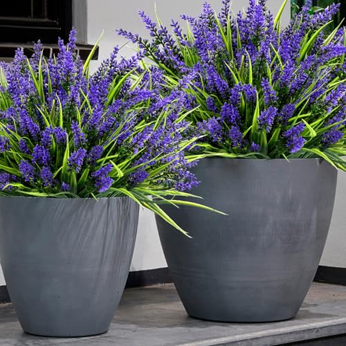 Purple Artificial Outdoor Flowers - 24 Bundles UV Resistant Faux Plants