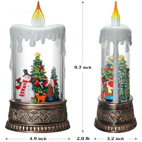 Musical Christmas Snow Globe Candle Lantern with 6H Timer & USB Power
