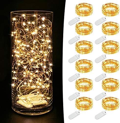 MUMUXI Fairy Lights - 12 Pack 7.2ft Battery Operated String Lights | 20 Mini LEDs for Wedding & Home Decor