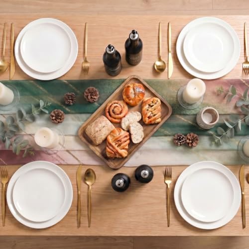 Artoid Mode 28x120 Inch Boho Green Stripes Christmas Table Runner – 10ft