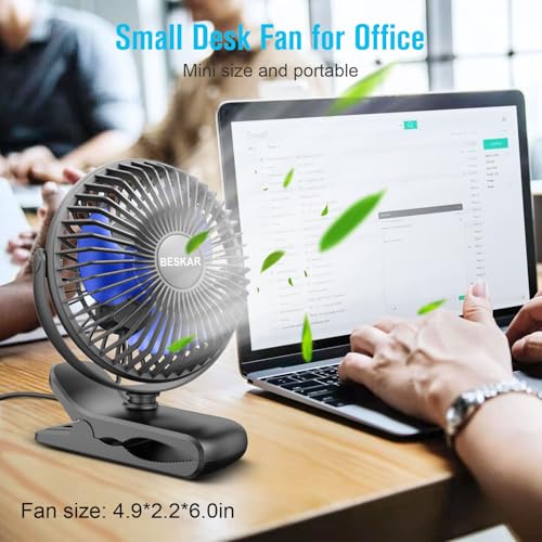 USB Clip on Fan Portable Small Desk Fan with 3 Speeds and Sturdy Clamp