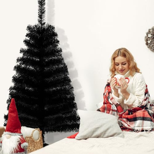 3ft Black Artificial Christmas Tree - Tabletop Pine Tree with Stand