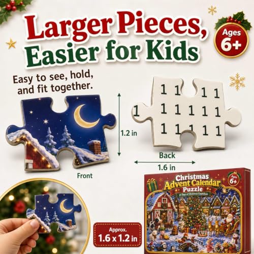 Christmas Advent Puzzle Calendar for Kids - 360 Piece Animal Village Set