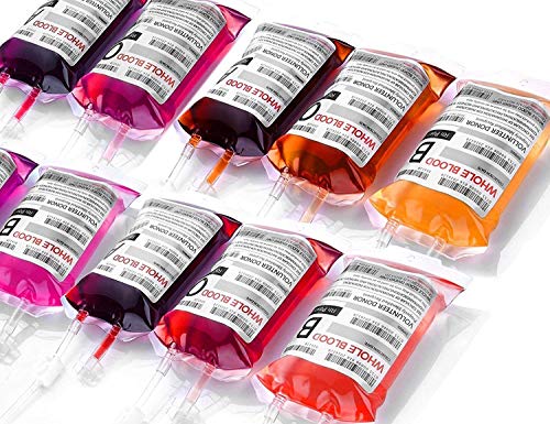 10 Pack Blood Bag Drink Pouches with Syringe for Halloween Party Decor